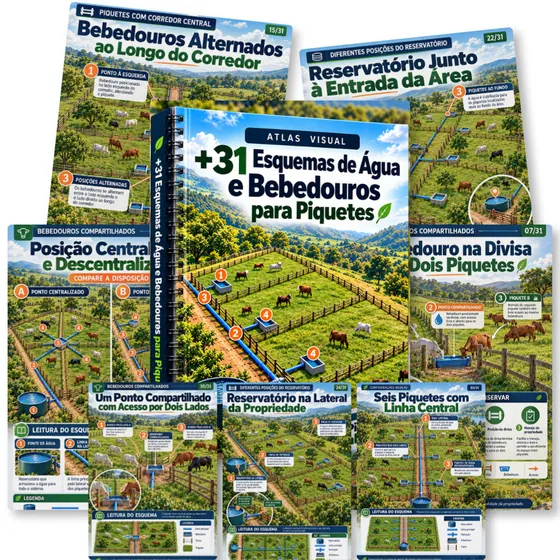 Pranchas do atlas de esquemas de água e bebedouros para piquetes